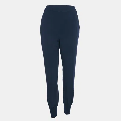 Pre-owned Stella Mccartney Navy Blue Crepe Joggers M