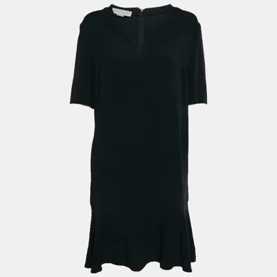 Pre-owned Stella Mccartney Navy Blue Crepe Ruffle Hem Mini Shift Dress M