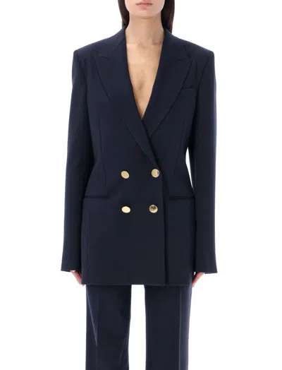 Stella Mccartney Navy Blue Double-breasted Blazer In Black