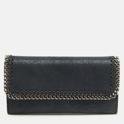 Pre-owned Stella Mccartney Navy Blue Faux Leather Falabella Continental Wallet