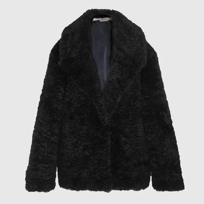 Stella Mccartney Navy Blue Fur Jacket