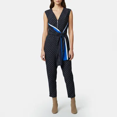 Pre-owned Stella Mccartney Navy Blue Logo Print Silk Jumpsuit S