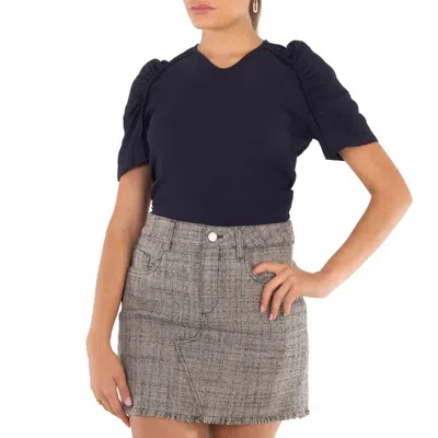 Stella Mccartney Navy Blue Scrunched Sleeve Top In Black