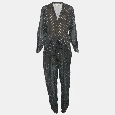 Pre-owned Stella Mccartney Navy Blue Silk Lurex Fil-coupe Tie-up Detail Jumpsuit M