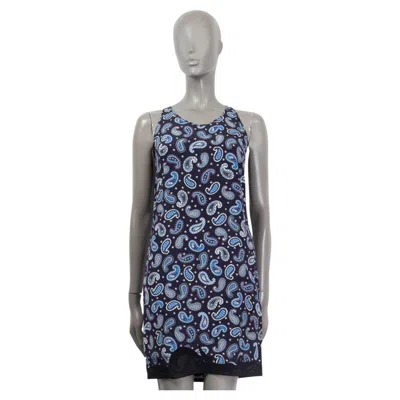 Pre-owned Stella Mccartney Navy Blue Silk Paisley Sleeveless Shift Dress 40 S