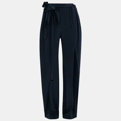 Pre-owned Stella Mccartney Navy Blue Silk Wrap Pants S (it 38)