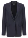 Stella Mccartney Tailored Grey Wool Flannel Blazer In Navy Blue