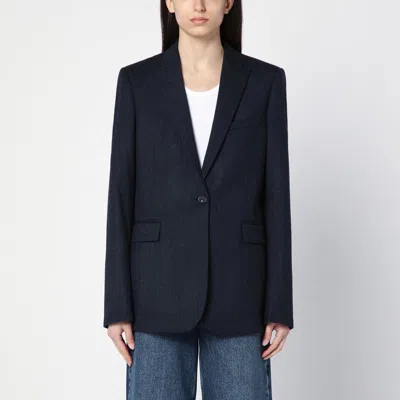 STELLA MCCARTNEY STELLA MCCARTNEY NAVY BLUE SINGLE-BREASTED JACKET IN WOOL