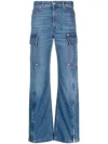 STELLA MCCARTNEY NAVY BLUE WIDE LEG DENIM CARGO JEANS FOR WOMEN