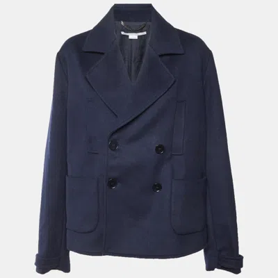 Pre-owned Stella Mccartney Navy Blue Wool Double Breasted Coat Xl