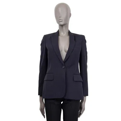 Pre-owned Stella Mccartney Navy Blue Wool Pinstripe Blazer Jacket 38 Xs