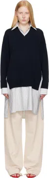 Stella Mccartney Navy Crewneck Jumper Shirt Midi Dress