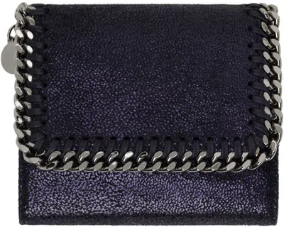 Stella Mccartney Navy Falabella Small Flap Wallet In Black