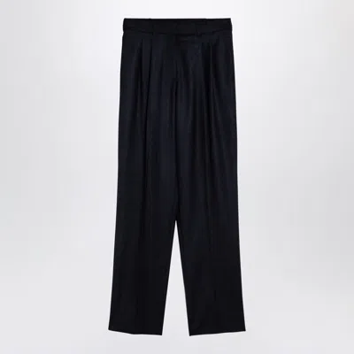 Stella Mccartney Navy Pleated Trousers In Blue