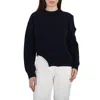Stella Mccartney Navy Regenerated Asymmetric Cold-shoulder Jumper In Black