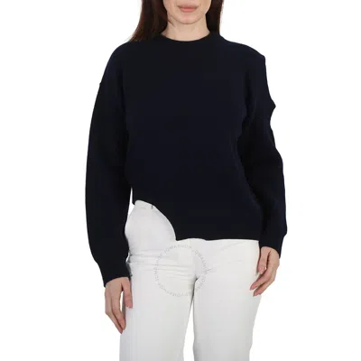 Stella Mccartney Navy Regenerated Asymmetric Cold-shoulder Jumper In Blue