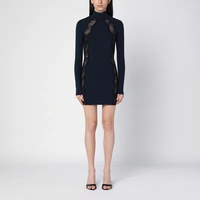 Stella Mccartney Navy Short Dress With Semi-transparent Details In Blue