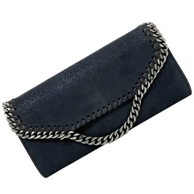 Pre-owned Stella Mccartney Navy Silver Polyester Metal Long Wallet (bi-fold) () In Multi