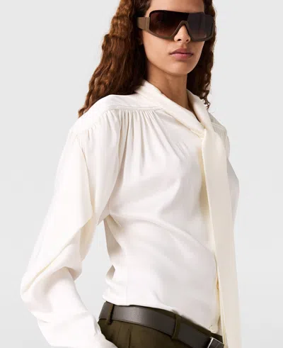 Stella Mccartney Neck-tie Shoulder Pad Long-sleeve Shirt In White
