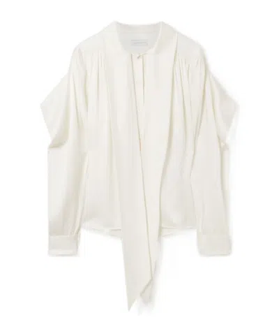 Stella Mccartney Neck-tie Shoulder Pad Long-sleeve Shirt In White