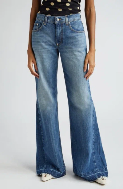 Stella Mccartney New Longer Released Hem Flare Jeans In Mid Blue Vintage