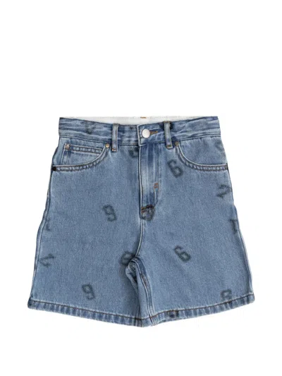 Stella Mccartney Numbers-print Denim Shorts In Blue