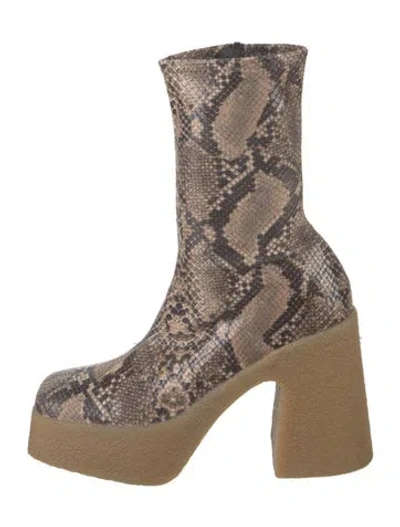 Pre-owned Stella Mccartney Nylon Animal Print Boots In Neutrals
