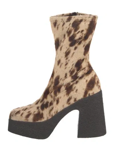 Pre-owned Stella Mccartney Nylon Animal Print Boots In Neutrals