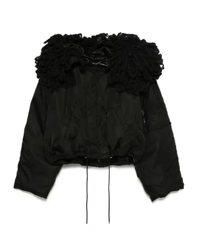 STELLA MCCARTNEY NYLON KNIT COLLAR SHORT COAT