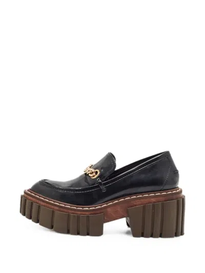 Pre-owned Stella Mccartney Odette Chain-link Loafers In Black