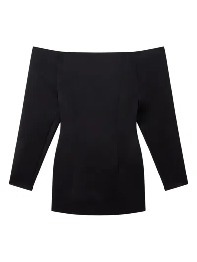 Stella Mccartney Off-the Shoulder Stretch-satin Mini Dress In Blue