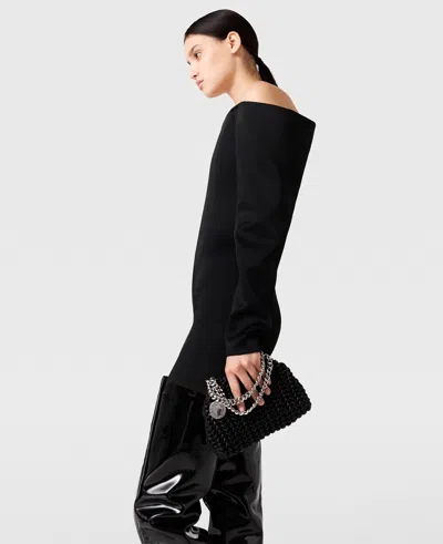 Stella Mccartney Off-shoulder Long-sleeve Mini Dress In Black