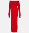 Stella Mccartney Off-shoulder Wool Maxi Dress In Red