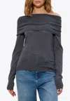 Stella Mccartney Off-shoulder Wool Sweater In Gray