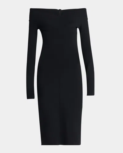 Stella Mccartney Off-the-shoulder Compact Knit Midi Dress
