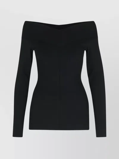 Stella Mccartney Off-the-shoulder Fitted Top Long Sleeves In Black