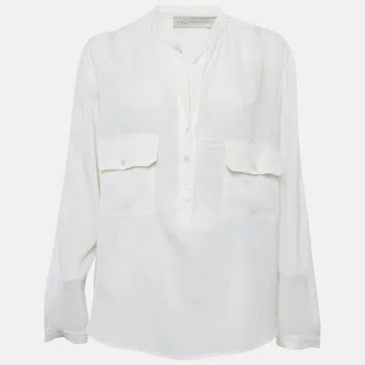 Pre-owned Stella Mccartney Off-white Crepe Button Down Blouse M