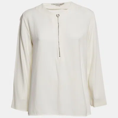 Pre-owned Stella Mccartney Off-white Crepe Long Sleeve Top M