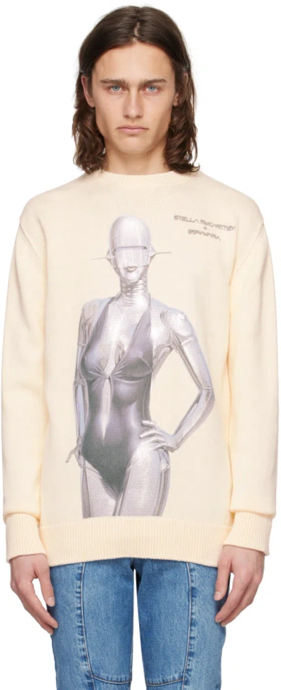 Stella Mccartney Off-white Embroidered Sweater In 9500 Natural