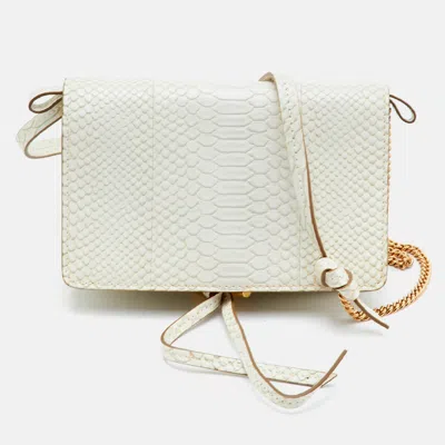 Pre-owned Stella Mccartney Off White Faux Python Leather Crossbody Bag