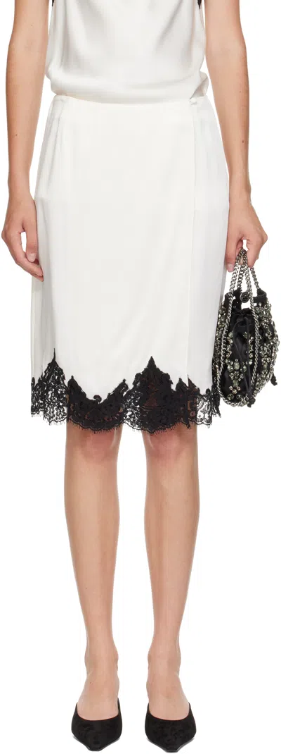 Stella Mccartney Satin Lace Skirt A-line Silhouette In White