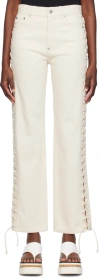 STELLA MCCARTNEY OFF-WHITE LACE-UP JEANS
