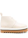 Stella Mccartney Off White Leather Lace Up Shoes In Neutral