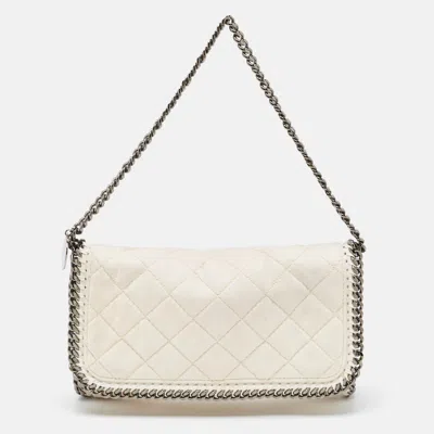 Stella Mccartney Off White Quilted Faux Suede Falabella Flap Bag