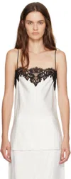 Stella Mccartney Off-white Sleeveless Satin Lace Top