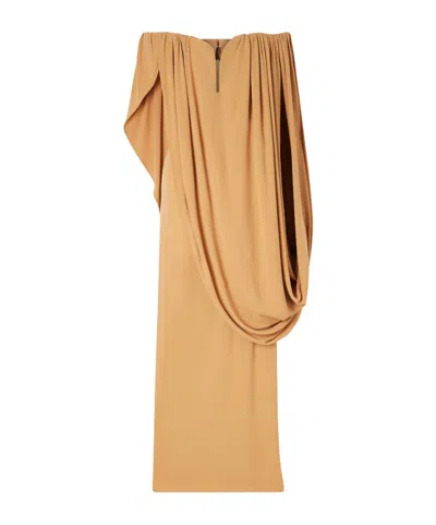 Stella Mccartney Off-the-shoulder Cape-effect Draped Crepe-jersey Gown In Brown