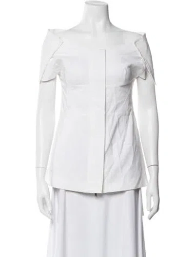Pre-owned Stella Mccartney Off-the-shoulder Short Sleeve Top In White