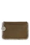 Stella Mccartney Olive Green Shaggy Deer Falabella Card Holder In Neutral