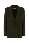 Stella Mccartney Double-breasted Wool Blazer Featuring Back Vent In Green