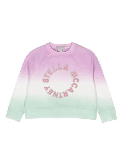 Stella Mccartney Kids' Purple Logo-applique Gradient Sweatshirt In Multicolor